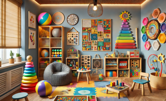 pokój dziecięcy z kolorowymi zabawkami
